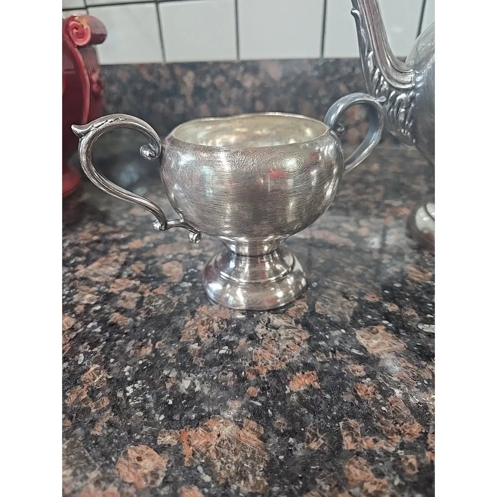 Arts Co SPC Antique Silver Plate 3 Pc Tea Coffee Set Ornate Victorian Style